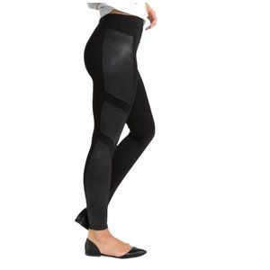 SPANX Moto Ponte Very Black Leggings Size M